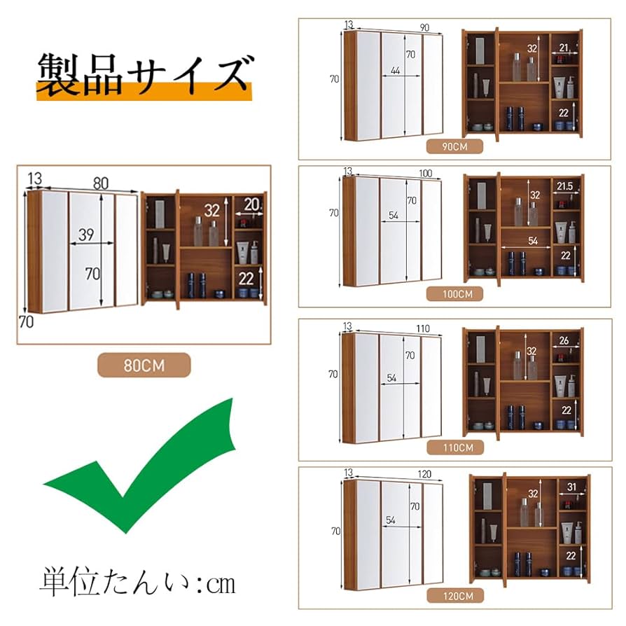 Amazon.co.jp: 洗面所 鏡 洗面台用ミラー 洗面 鏡 壁掛け三面鏡